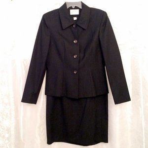 Louben Charcoal Grey Wool Skirt Suit, 8